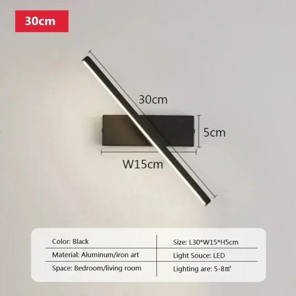 Black Dimmable LED wall sconce by Decorbites, flush-mount wall light, 30cm long on Tampa Home & Garden Store