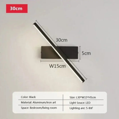 Black Dimmable LED wall sconce by Decorbites, flush-mount wall light, 30cm long on Tampa Home & Garden Store