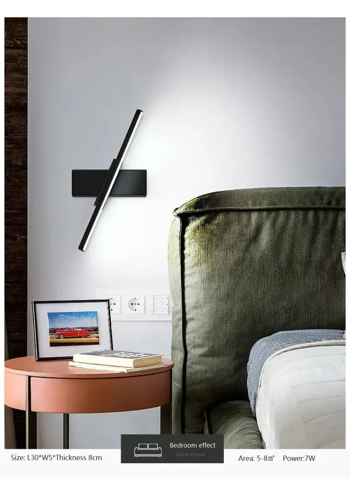 Black Dimmable LED Wall Sconce flush mount by Decorbites, angled bar LED light for bedroom on Tampa Home & Garden Store