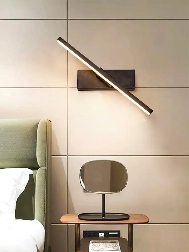 Black dimmable LED wall sconce by Decorbites, diagonal flush-mount bar light on Tampa Home & Garden Store