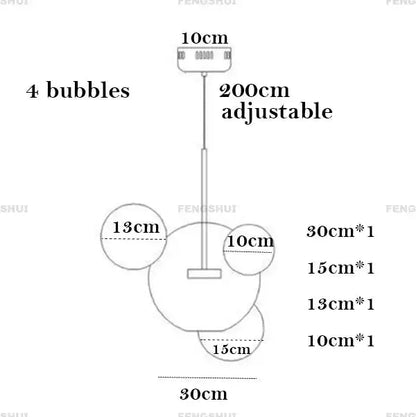 Bubble chandelier by Decorbites, LED pendant with 4 bubbles and 200cm adjustable on Tampa Home & Garden Store