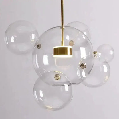 Nordic decor LED bubble chandelier pendant light Decorbites spheres with gold accents on Tampa Home & Garden Store