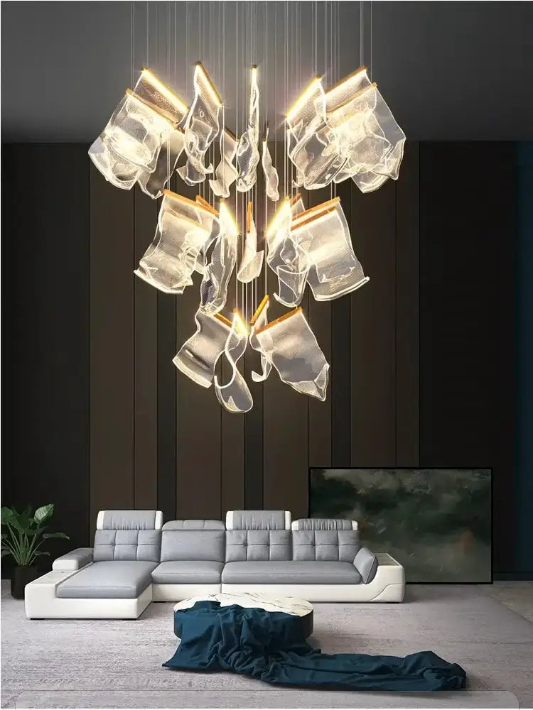 Chandelier: Modern gold sculptural LED ceiling light with glassy folded panels Decorbites on Tampa Home & Garden Store