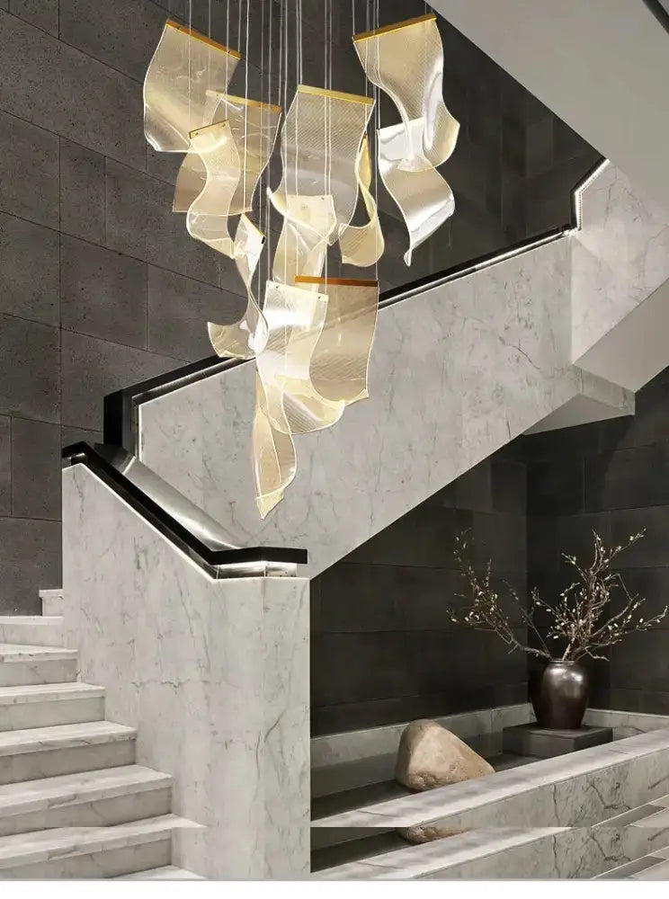 Chandelier Modern gold LED ceiling light with leaf glass panels Decorbites on Tampa Home & Garden Store