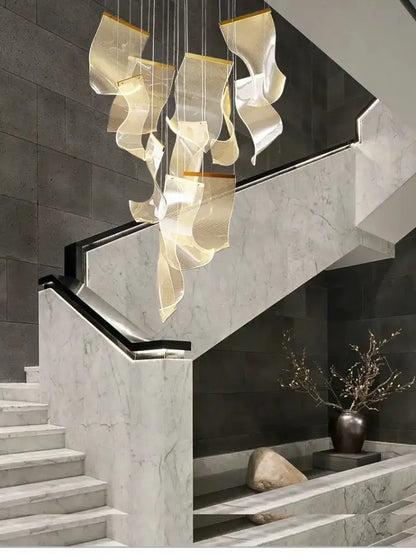 Chandelier Modern gold LED ceiling light with leaf glass panels Decorbites on Tampa Home & Garden Store