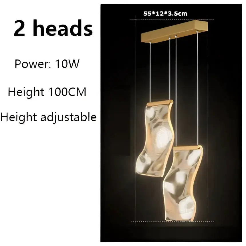 Chandelier Decorbites modern gold sculptural LED ceiling light with 2 heads for living room on Tampa Home & Garden Store