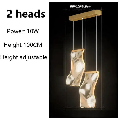 Chandelier Decorbites modern gold sculptural LED ceiling light with 2 heads for living room on Tampa Home & Garden Store