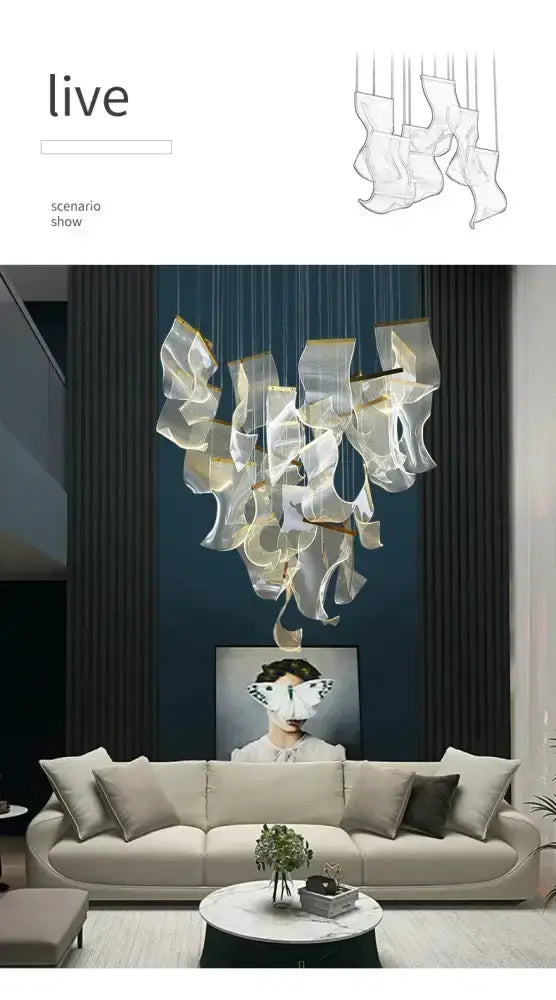 Modern gold sculptural LED chandelier ceiling light by Decorbites for living rooms on Tampa Home & Garden Store