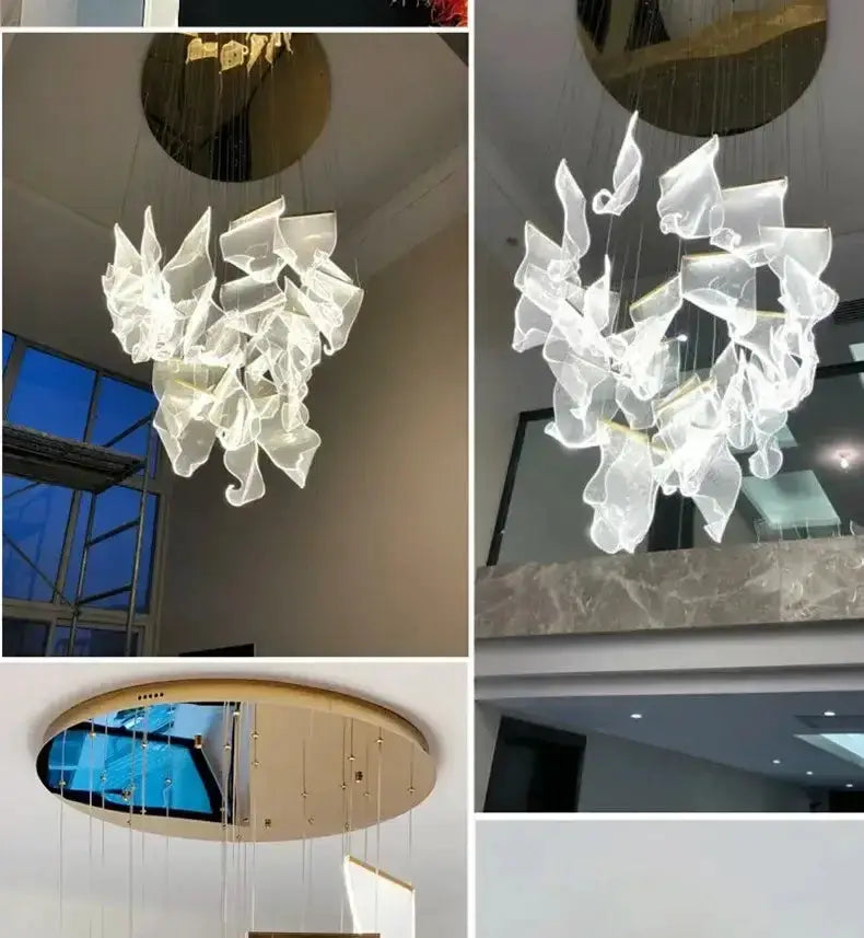 Chandelier Decorbites: modern gold sculptural LED ceiling light with glass petal clusters on Tampa Home & Garden Store