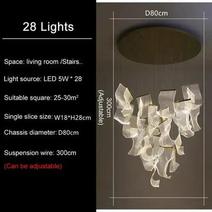 Chandelier gold sculptural LED ceiling light with glass petals Decorbites on Tampa Home & Garden Store