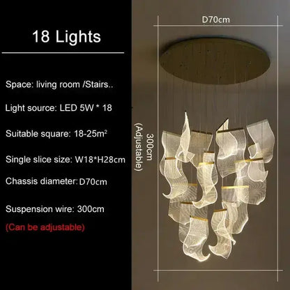 Chandelier Modern gold sculptural LED ceiling chandelier, Decorbites, 18 LED lights on Tampa Home & Garden Store
