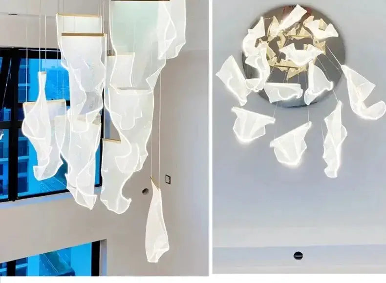 Chandelier Decorbites modern gold sculptural LED chandelier with white sculpted blades on Tampa Home & Garden Store