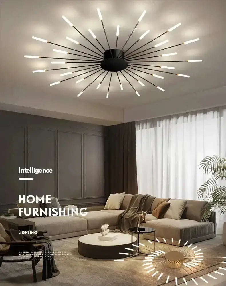 Modern Gold LED Ceiling Lamp Radial Chandelier
