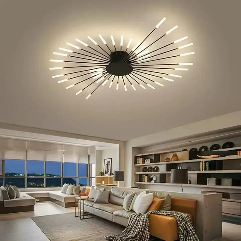 Modern Gold LED Ceiling Lamp Radial Chandelier