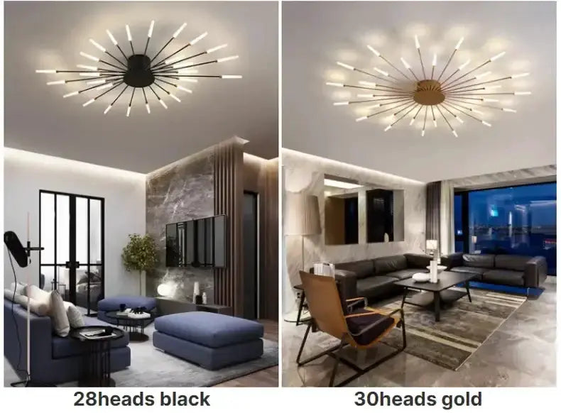Modern Gold LED Ceiling Lamp Radial Chandelier