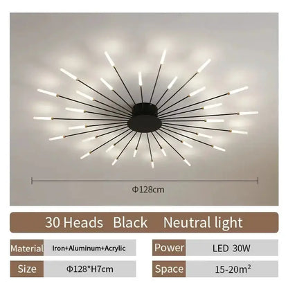Modern Gold LED Ceiling Lamp Radial Chandelier