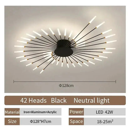 Modern Gold LED Ceiling Lamp Radial Chandelier