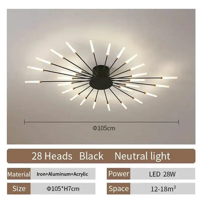 Modern Gold LED Ceiling Lamp Radial Chandelier