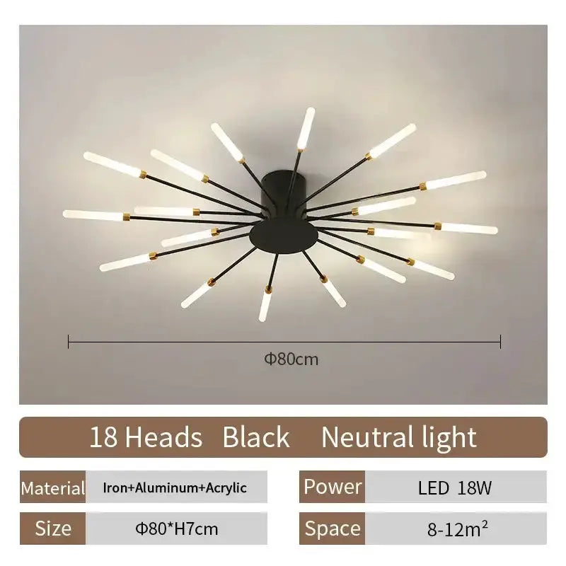 Modern Gold LED Ceiling Lamp Radial Chandelier