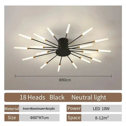 Modern Gold LED Ceiling Lamp Radial Chandelier