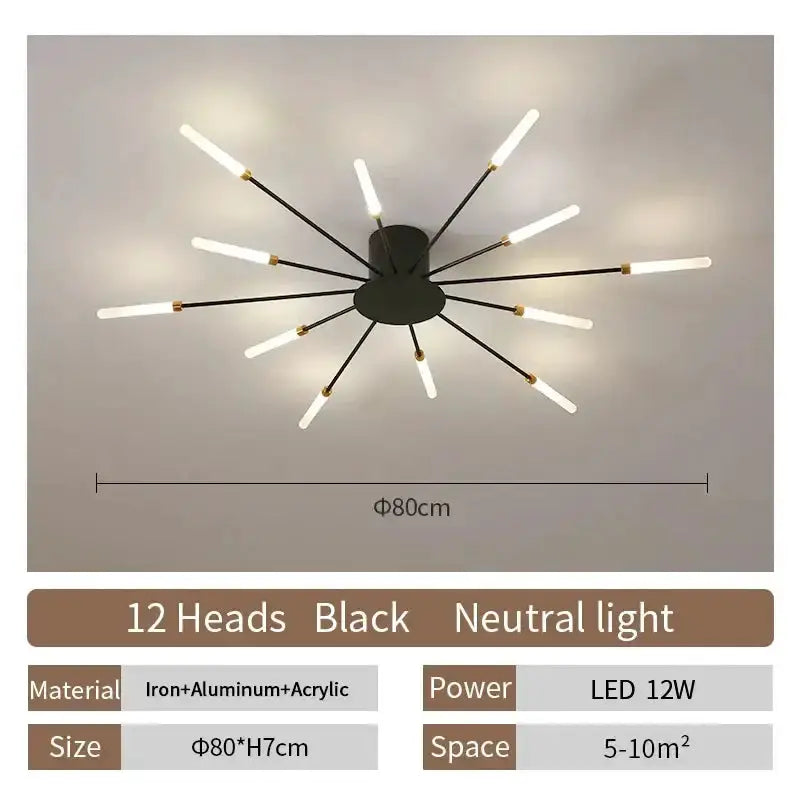 Modern Gold LED Ceiling Lamp Radial Chandelier