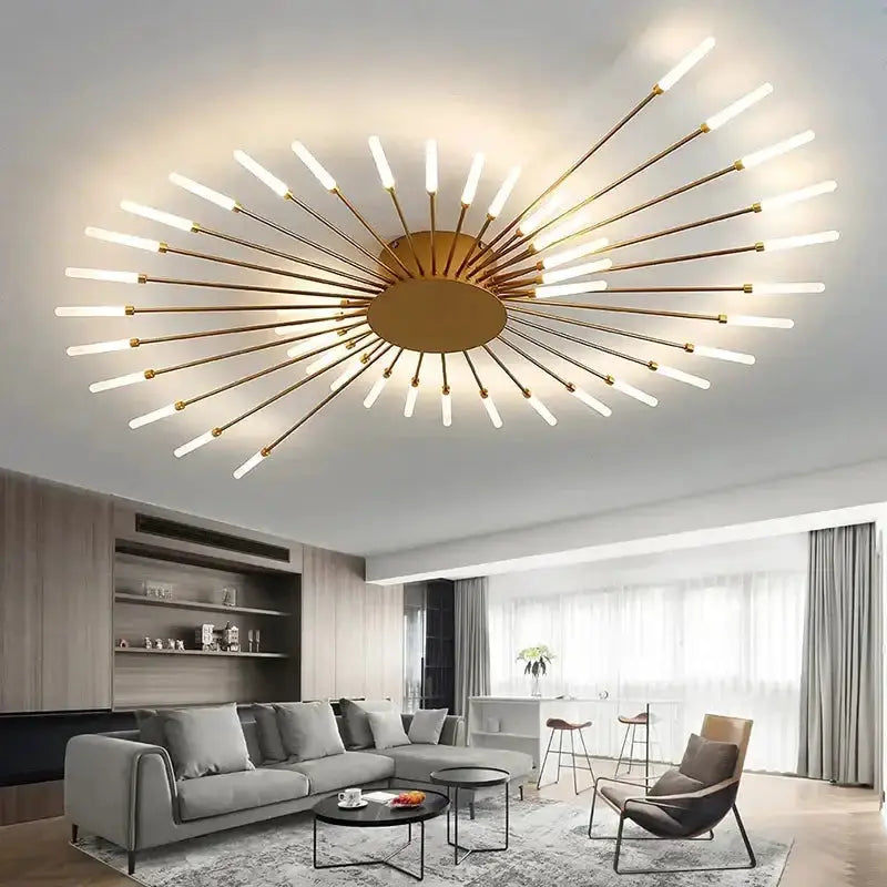 Modern Gold LED Ceiling Lamp Radial Chandelier