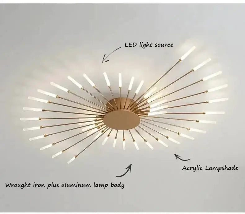 Modern Gold LED Ceiling Lamp Radial Chandelier
