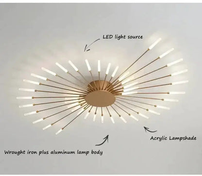 Modern Gold LED Ceiling Lamp Radial Chandelier