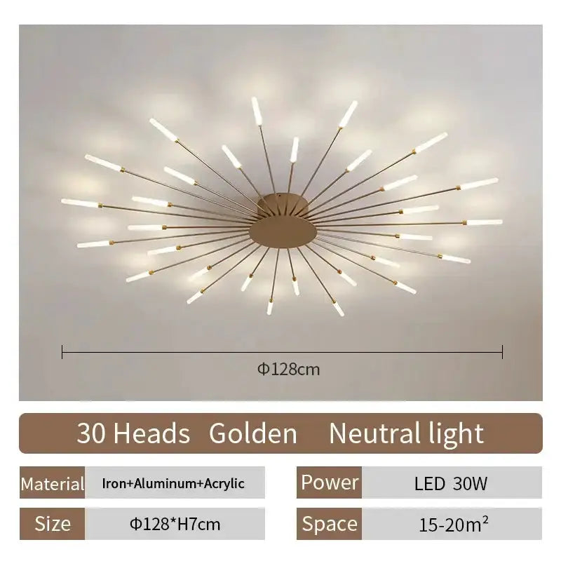 Modern Gold LED Ceiling Lamp Radial Chandelier