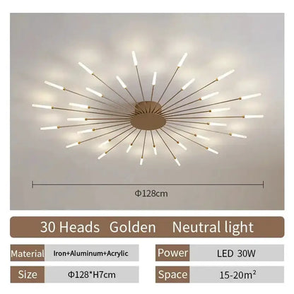 Modern Gold LED Ceiling Lamp Radial Chandelier