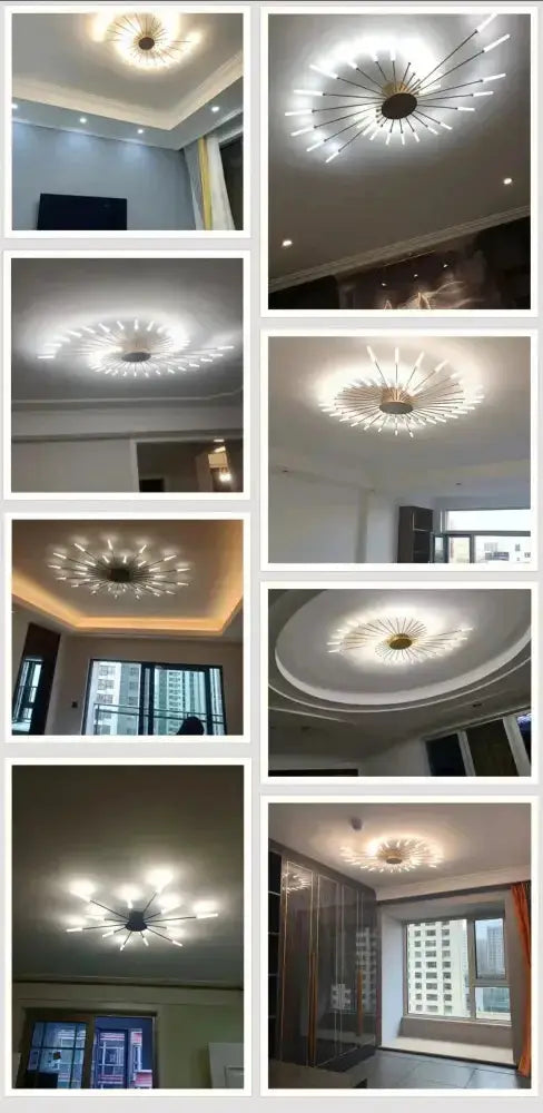 Modern Gold LED Ceiling Lamp Radial Chandelier