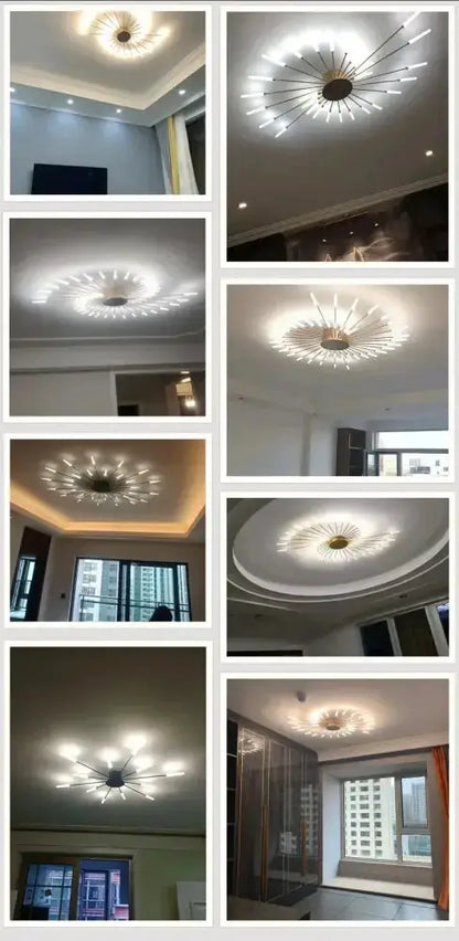 Modern Gold LED Ceiling Lamp Radial Chandelier