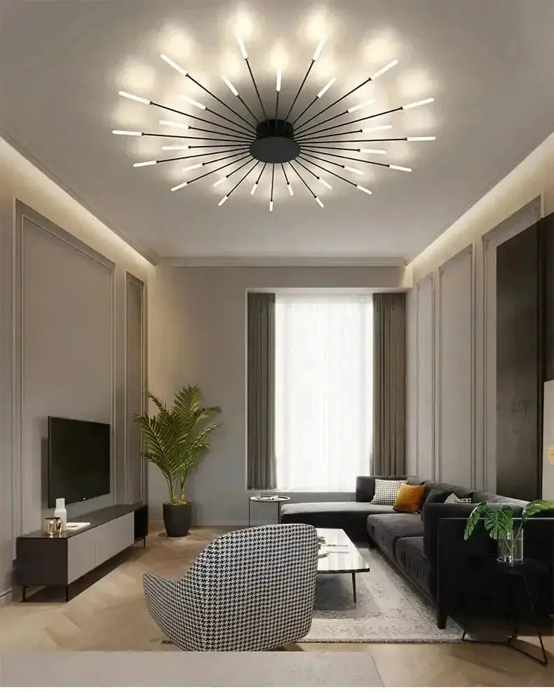 Modern Gold LED Ceiling Lamp Radial Chandelier