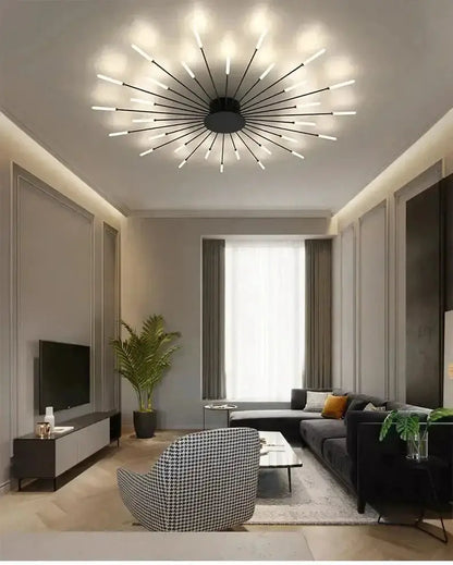 Modern Gold LED Ceiling Lamp Radial Chandelier