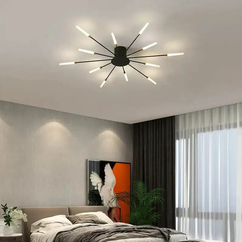 Modern Gold LED Ceiling Lamp Radial Chandelier