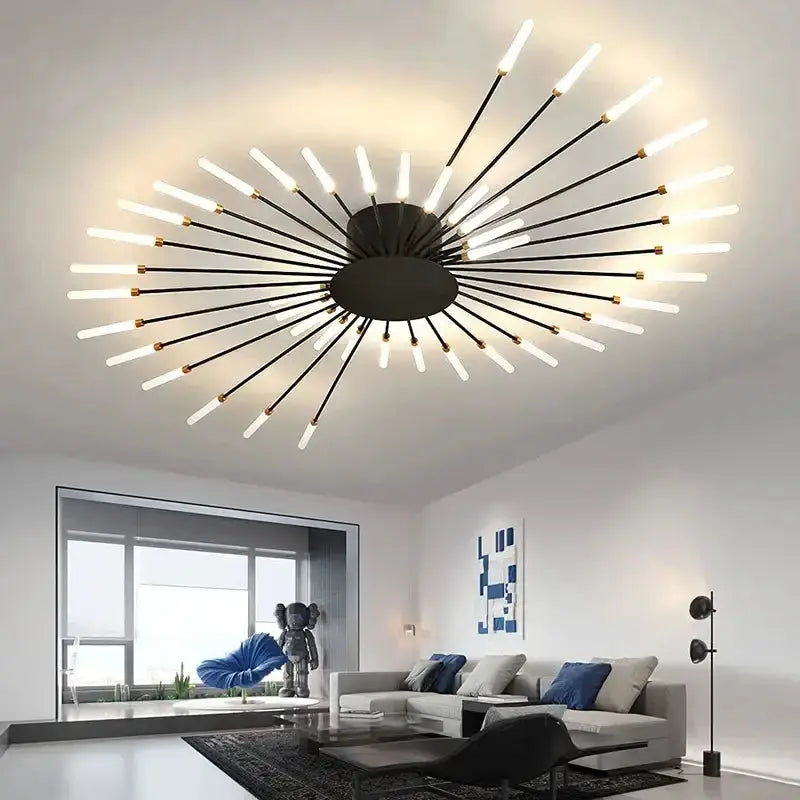 Modern Gold LED Ceiling Lamp Radial Chandelier