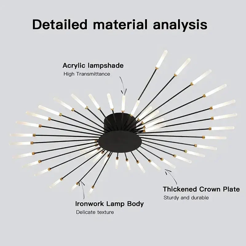 Modern Gold LED Ceiling Lamp Radial Chandelier