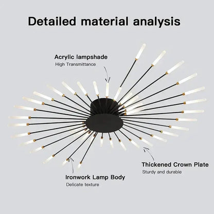 Modern Gold LED Ceiling Lamp Radial Chandelier