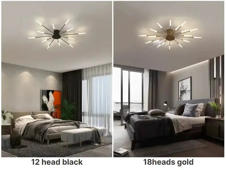 Modern Gold LED Ceiling Lamp Radial Chandelier