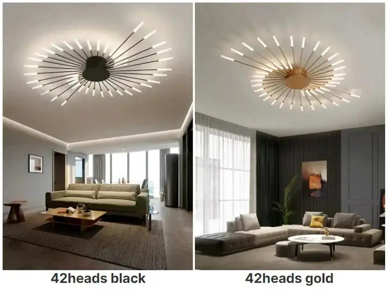 Modern Gold LED Ceiling Lamp Radial Chandelier