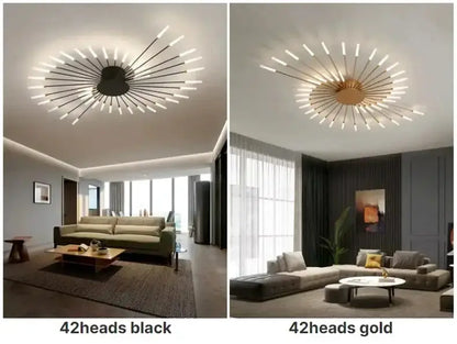 Modern Gold LED Ceiling Lamp Radial Chandelier