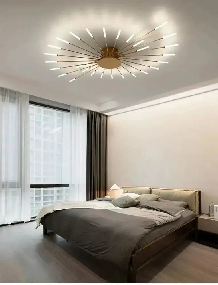 Modern Gold LED Ceiling Lamp Radial Chandelier