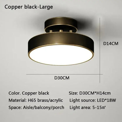 Gold LED Bedroom Ceiling Light flush mount, copper black finish, Decorbites on Tampa Home & Garden Store