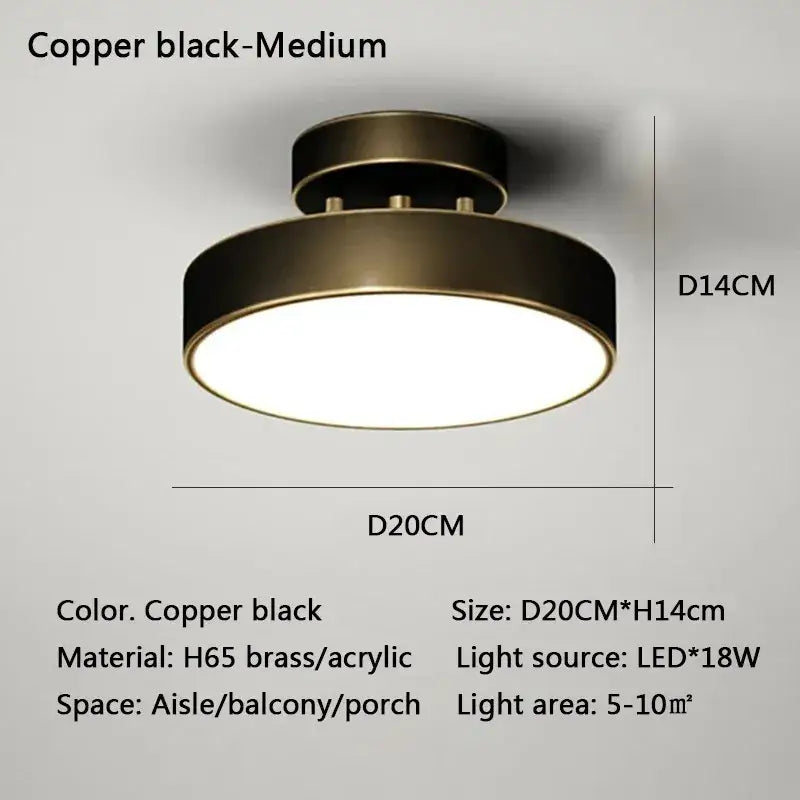 Gold LED Bedroom Ceiling Light flush mount copper black finish by Decorbites, D20CM LED 18W on Tampa Home & Garden Store