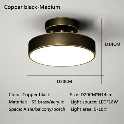 Gold LED Bedroom Ceiling Light flush mount copper black finish by Decorbites, D20CM LED 18W on Tampa Home & Garden Store