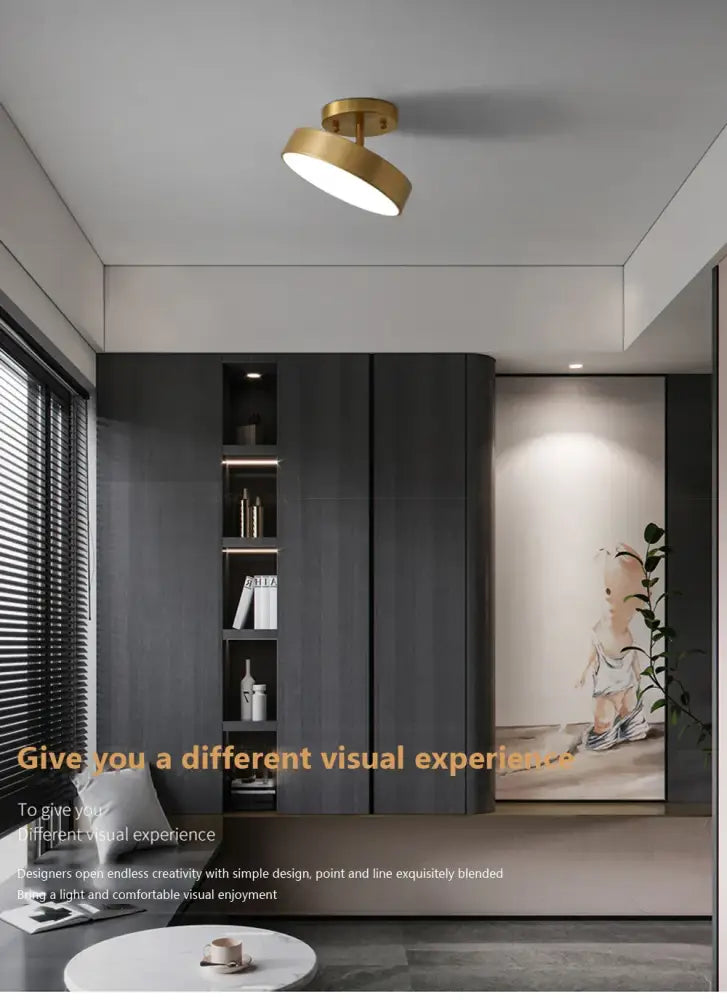 Gold LED Bedroom Ceiling Light flush mount by Decorbites in a modern living room on Tampa Home & Garden Store