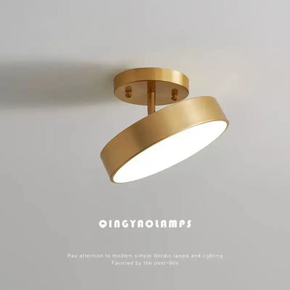 Gold LED Bedroom Ceiling Light, round gold flush-mount fixture by Decorbites on Tampa Home & Garden Store