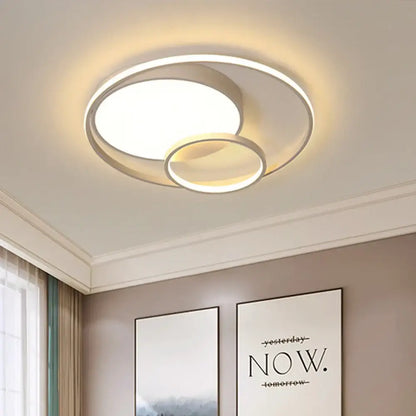 White Dual Ring Ceiling Light flush mount with two LED rings, Decorbites on Tampa Home & Garden Store