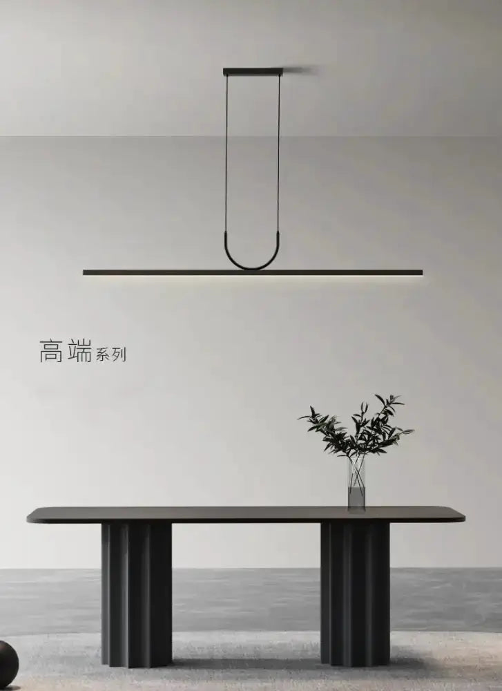 Chandelier Decorbites Nordic minimalist black metal LED pendant light with a long bar on Tampa Home & Garden Store