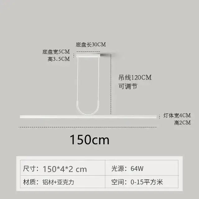 Nordic minimalist black metal LED chandelier pendant light Decorbites dining room 120 cm cord 150 on Tampa Home & Garden Store